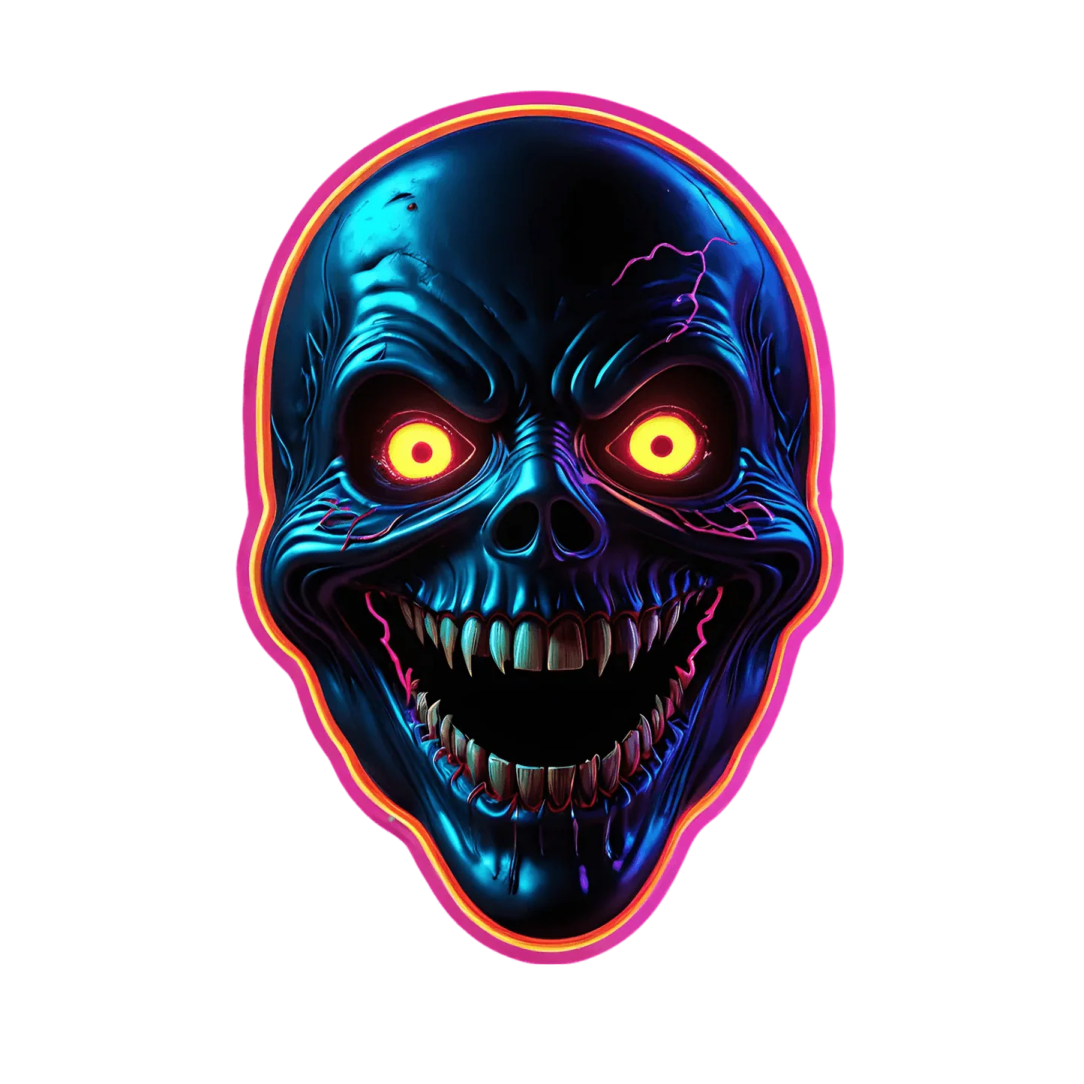 an image of a skull with glowing eyes