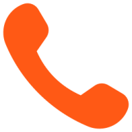 an orange phone icon on a white background