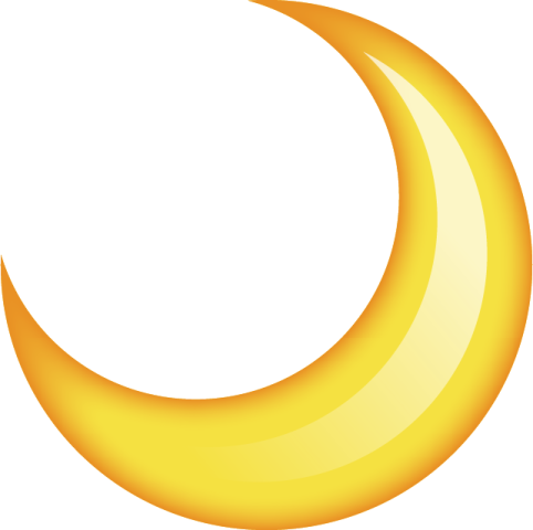 a yellow crescent on a white background