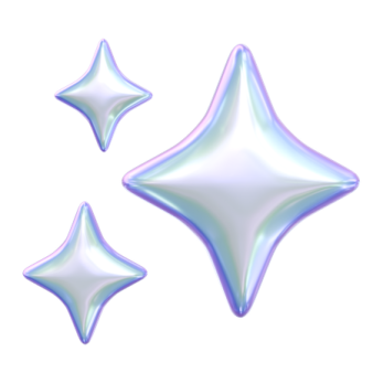 three shiny stars on a white background
