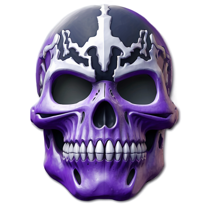 a purple skull mask on a white background