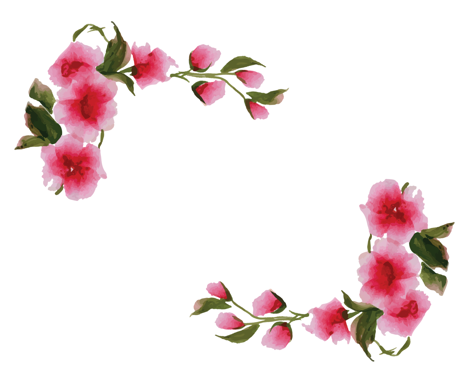 a pink flower frame on a white background