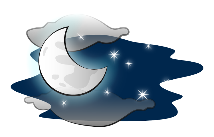 the moon and stars in the night sky