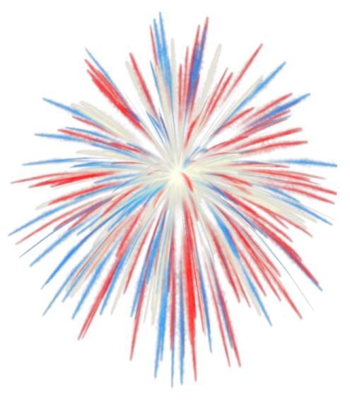 a red, white and blue firework