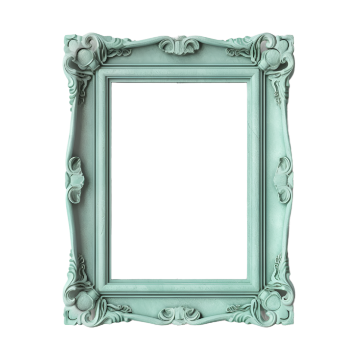 an empty picture frame on a white background