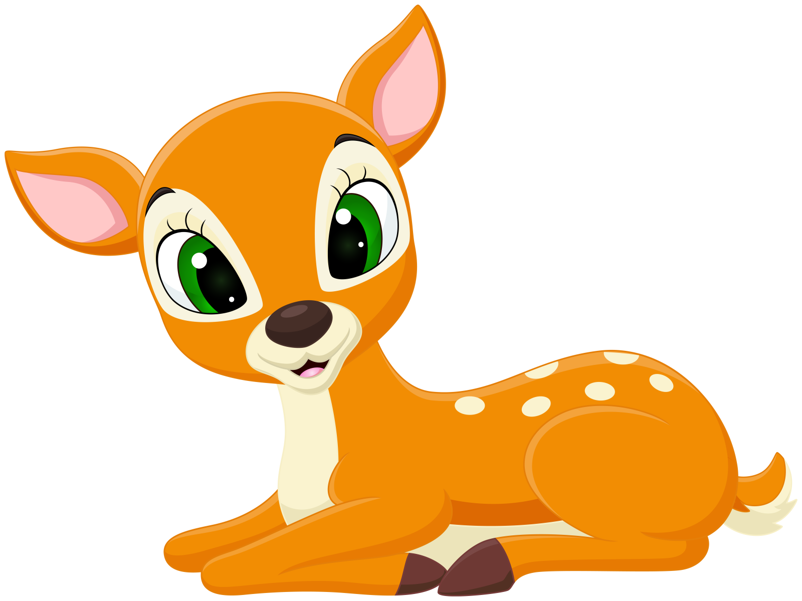 a cartoon deer laying down on the ground