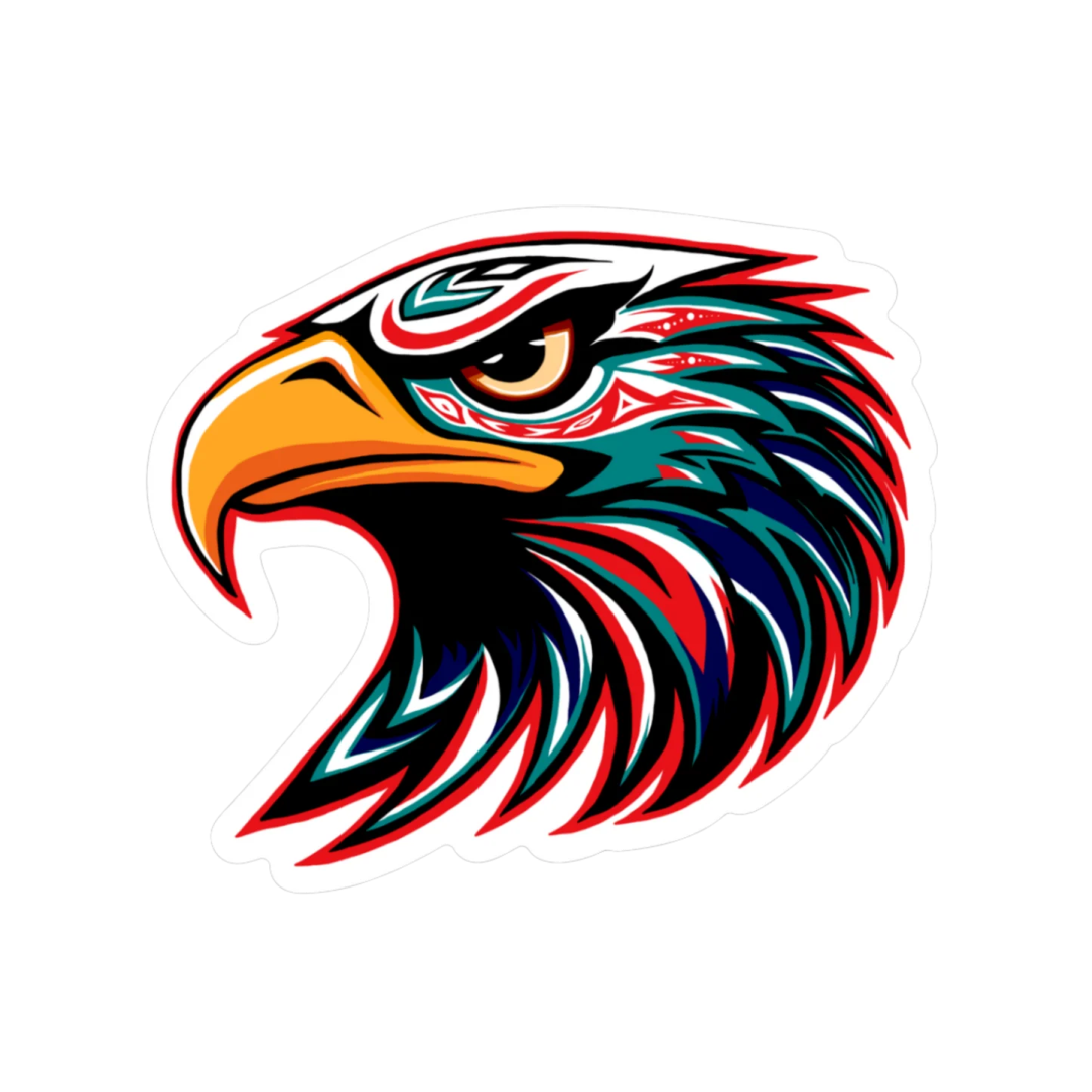 a sticker with an eagle's head