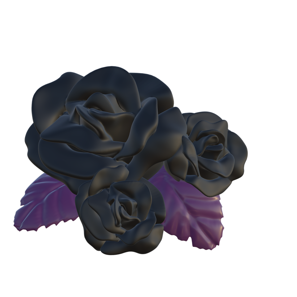 a bunch of purple and black roses