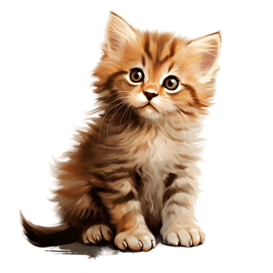 a drawing of a kitten sitting on the ground