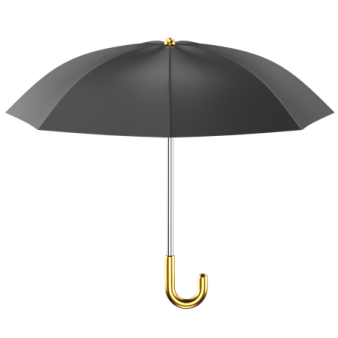 a black umbrella on a white background