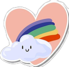 a heart shaped cloud with a rainbow on it