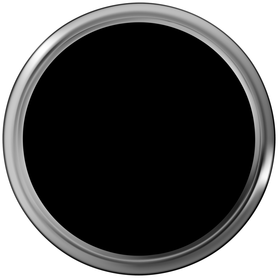a black button on a white background