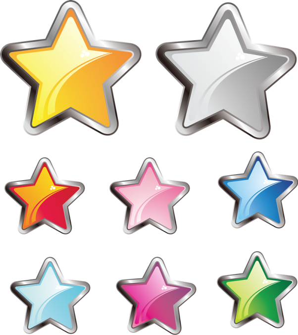 a set of colorful stars on white background