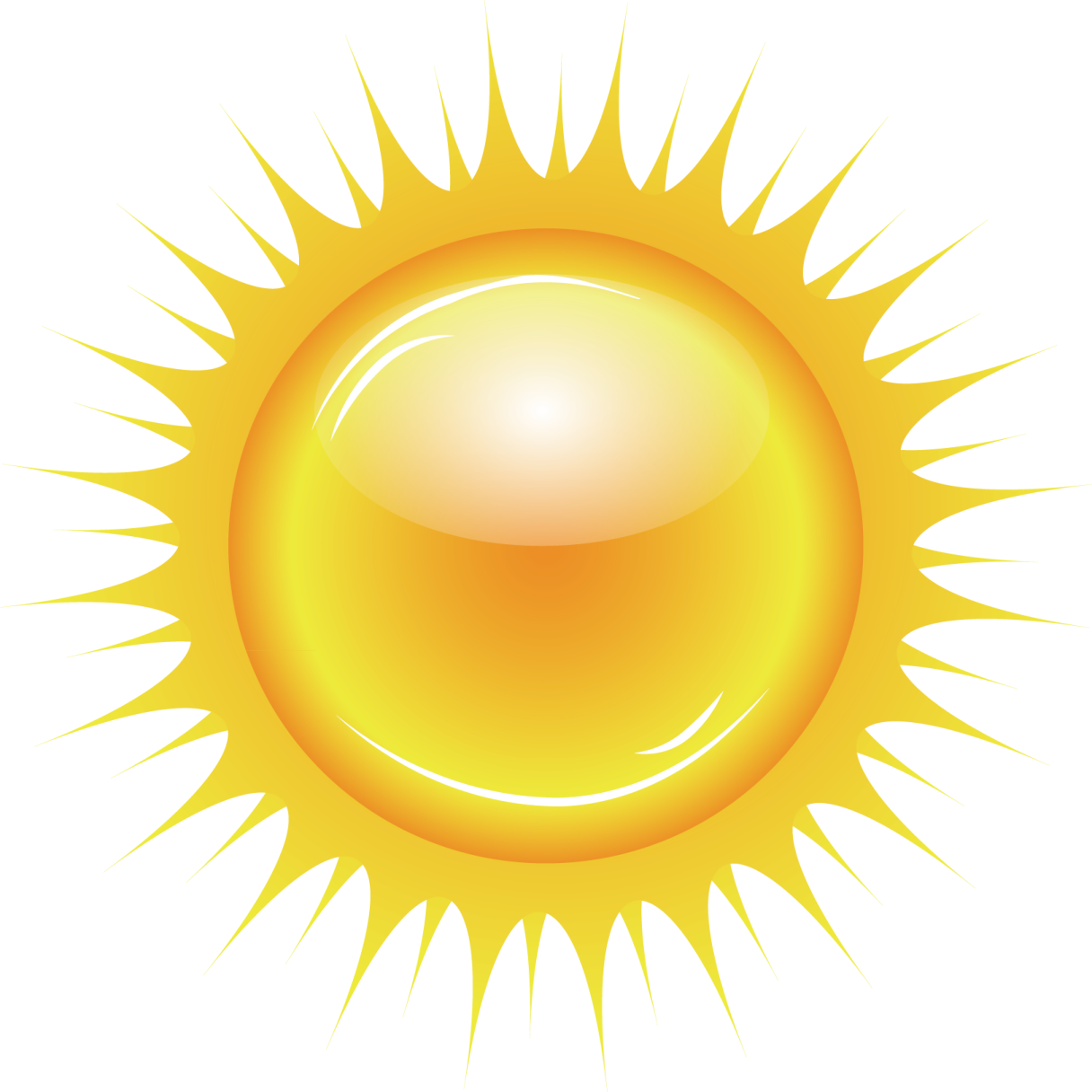 a yellow sun on a white background