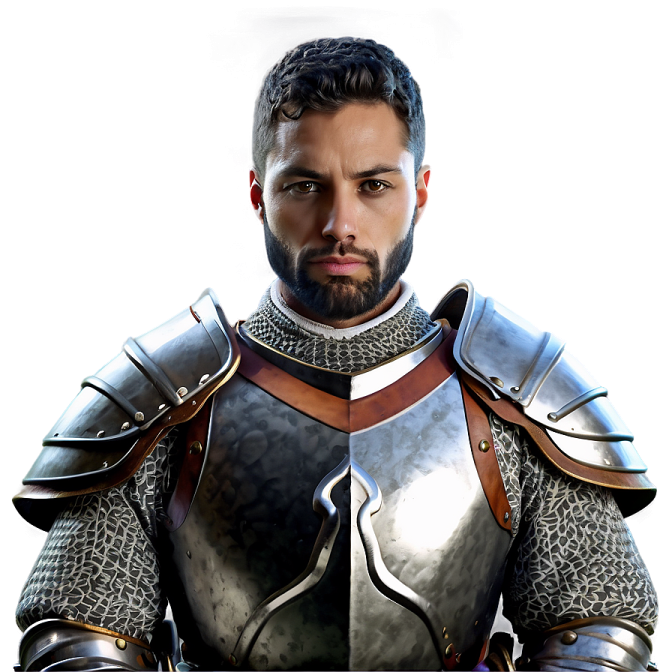 a man dressed as a knight holding a sword