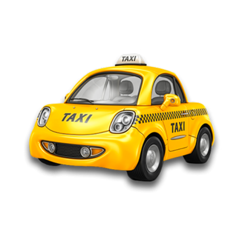 a yellow taxi car on a white background