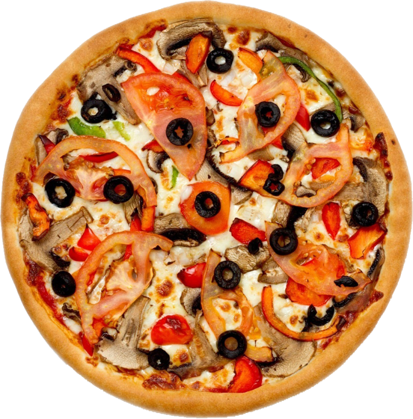 a pizza with various toppings on it