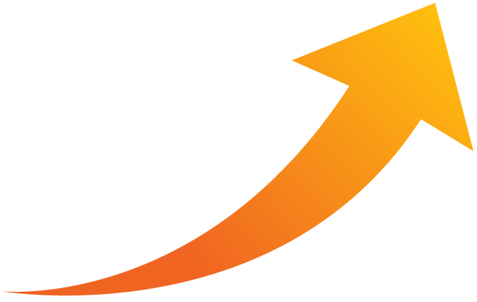 an orange arrow pointing up to the right