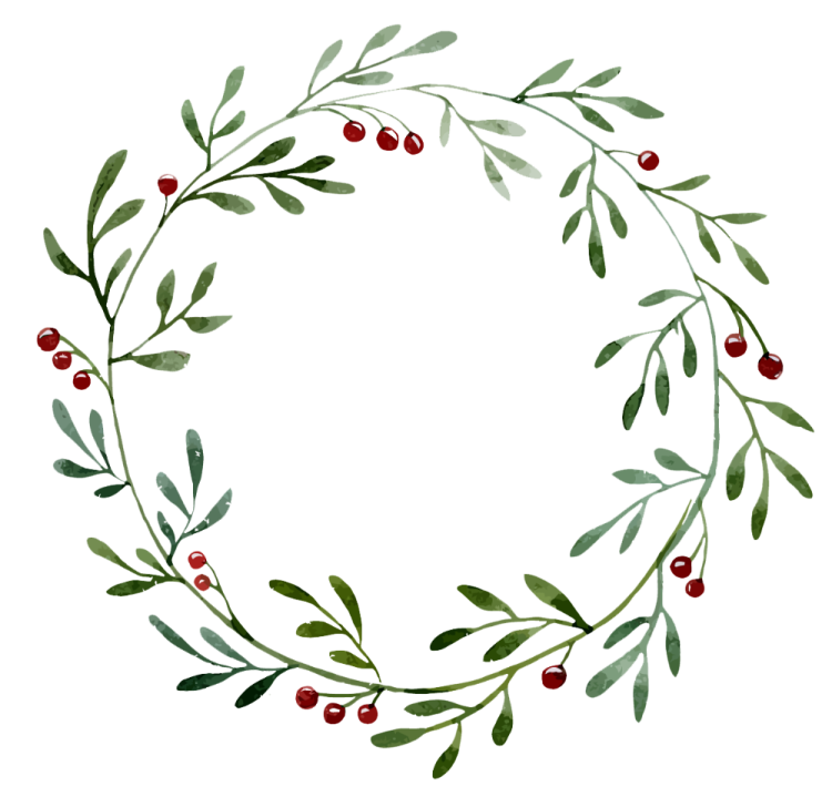 a wreath with red berries and green leaves
