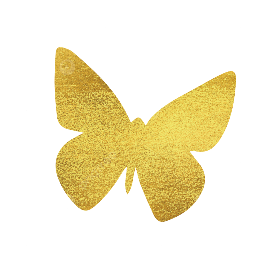 a gold butterfly on white background