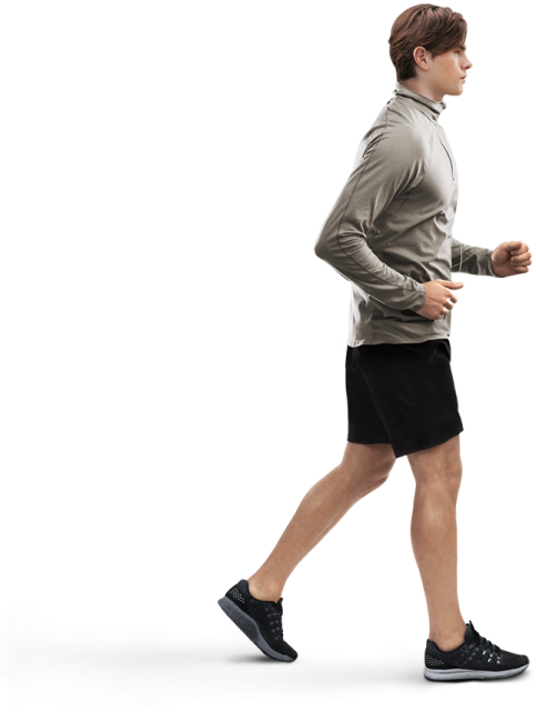 a man running on a white background
