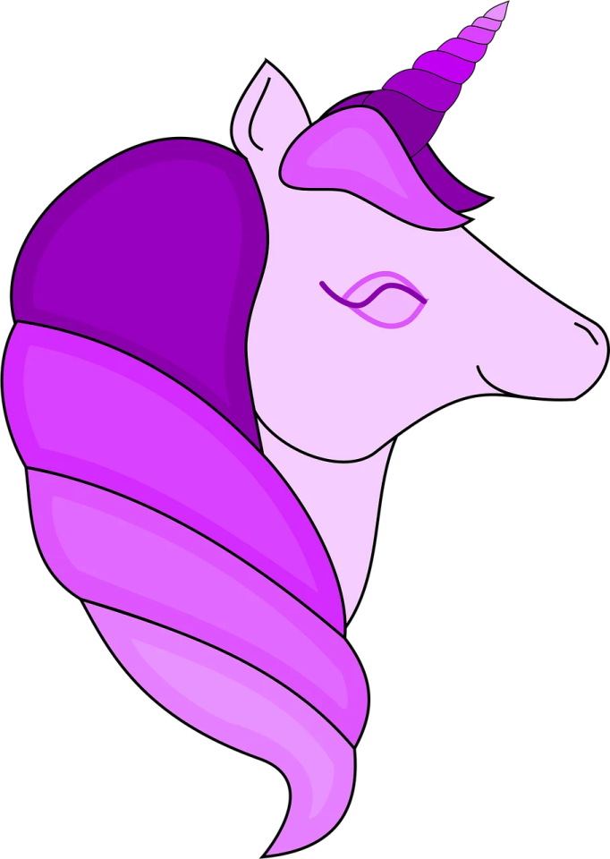 a purple unicorn's head
