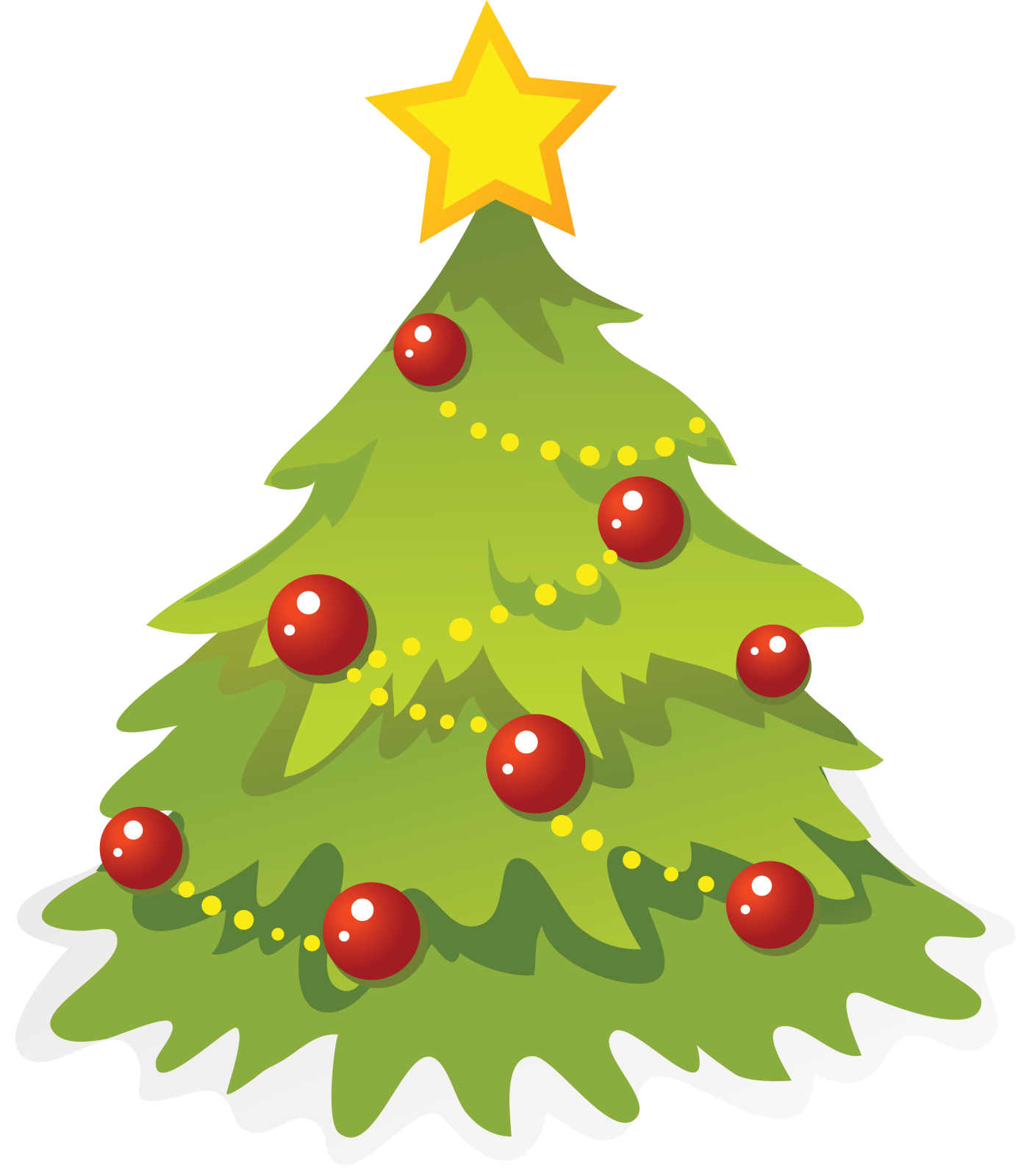 a christmas tree with red balls and a star