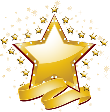 a gold star with stars around it