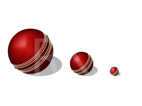 a red cricket ball with a white background