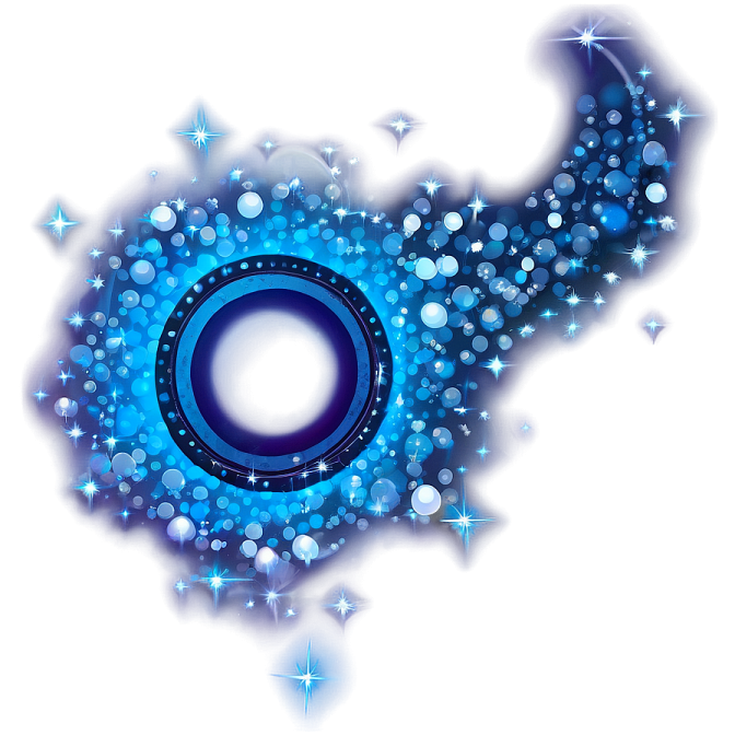 a blue eye with stars in the background