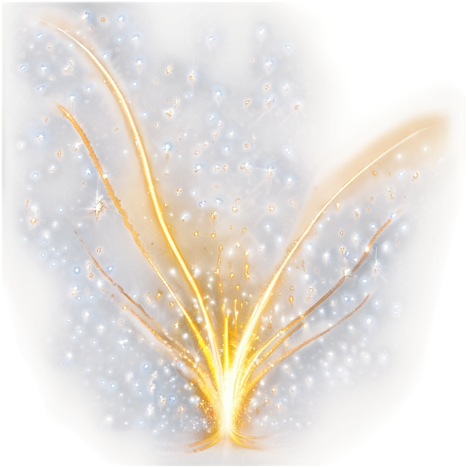 a white background with gold and blue sparkle