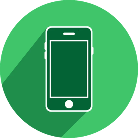 a green circle with an image of a phone