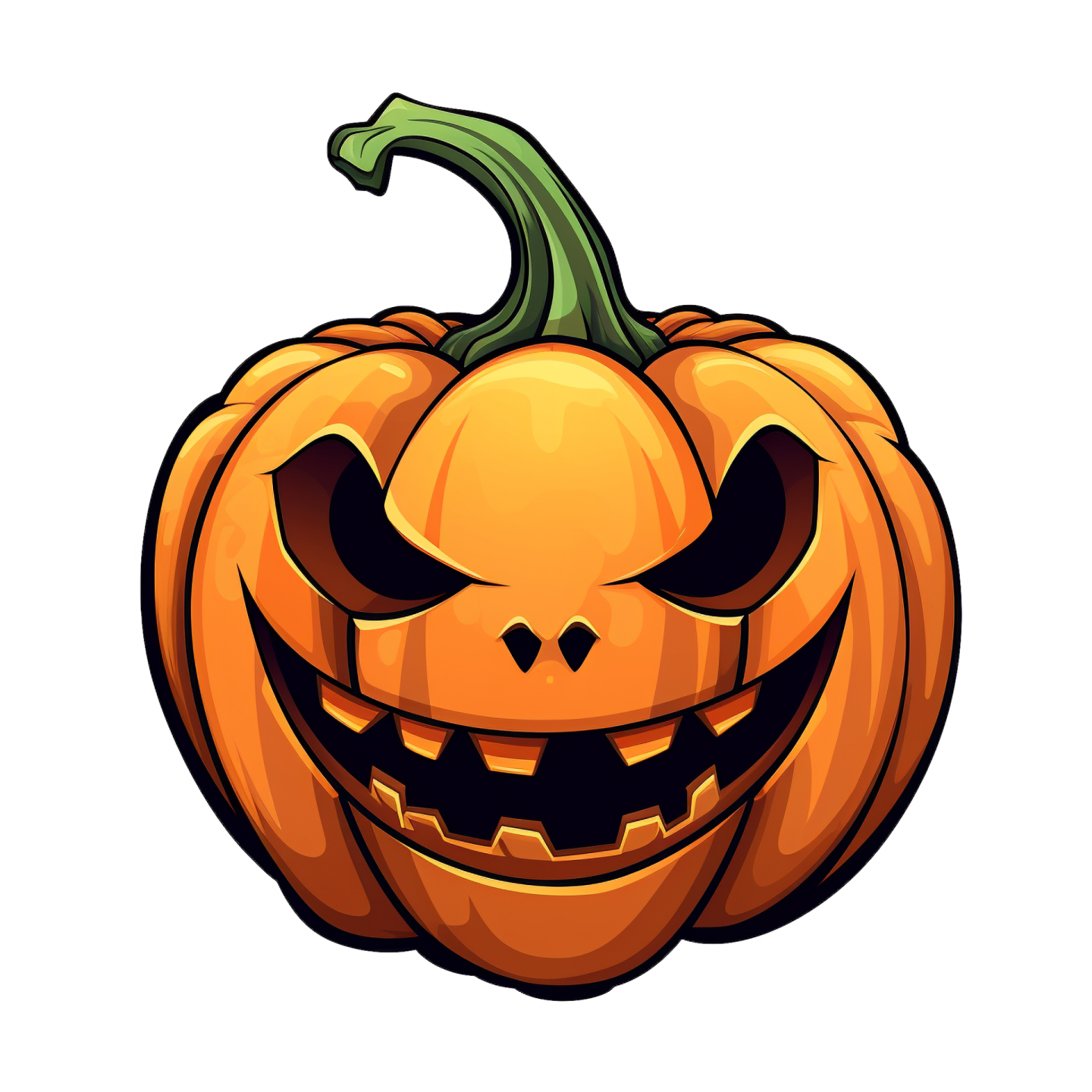 a cartoon pumpkin with an evil face
