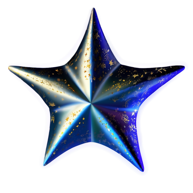 a blue star with gold stars on it
