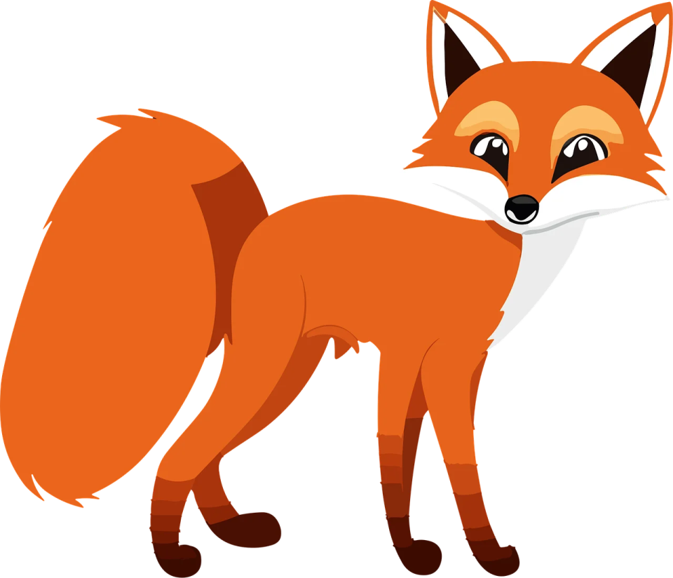 a cartoon fox with big eyes