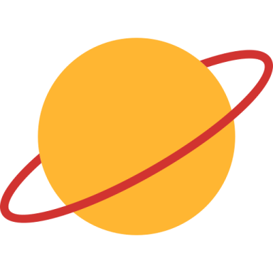 an orange planet with a red ring around it