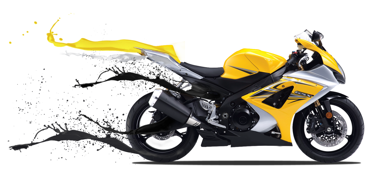 a yellow and black motorcycle on a white background