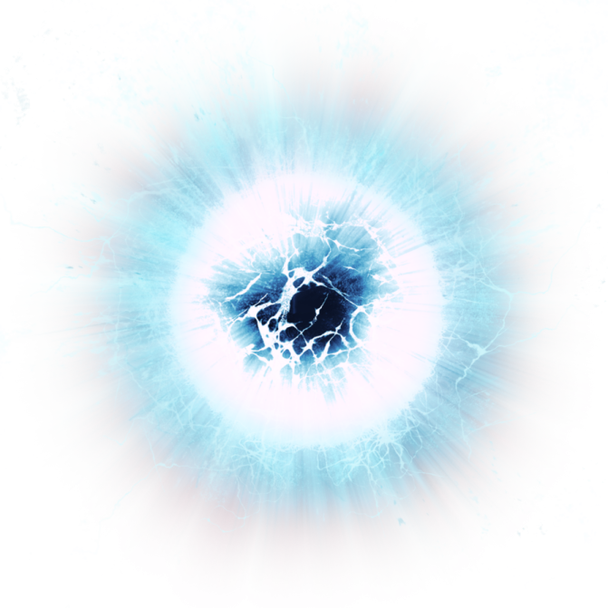 a white background with a blue explosion