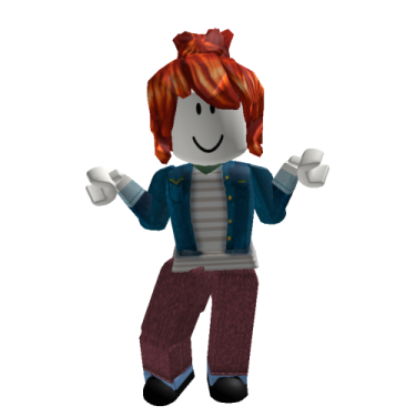 a cartoon character with red hair and blue jacket