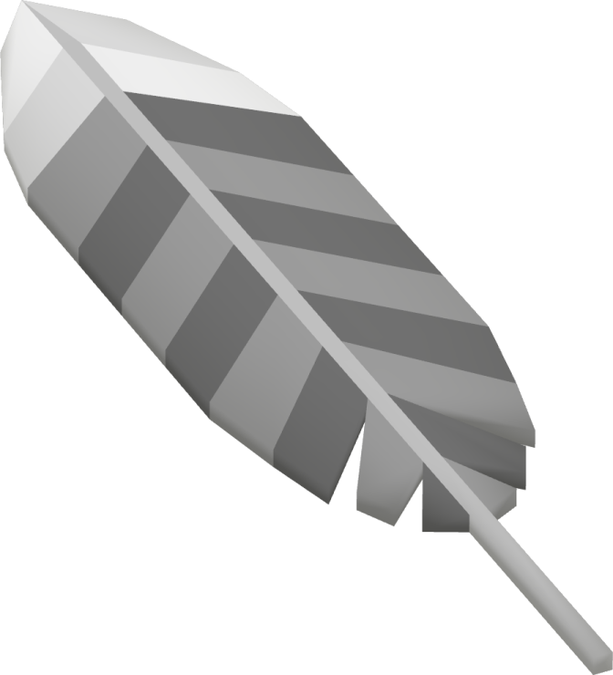 a gray feather on a white background