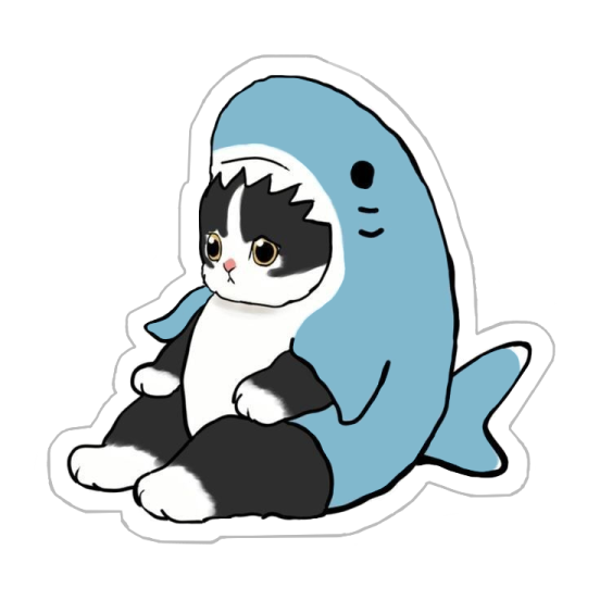 a black and white cat sitting on top of a blue whale