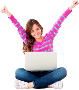 a woman sitting on the floor with her laptop