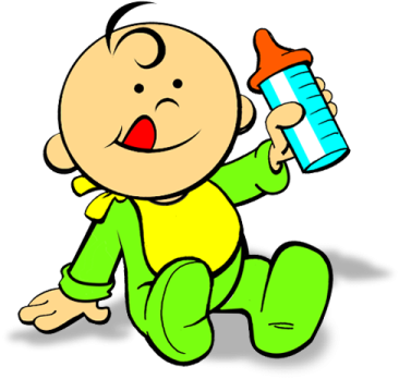 a baby with a bottle of milk