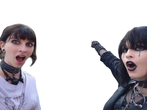 two women with black hair and piercings on their faces