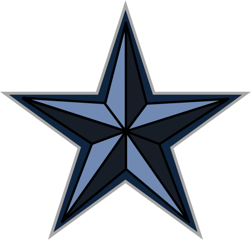 a blue star with a white background