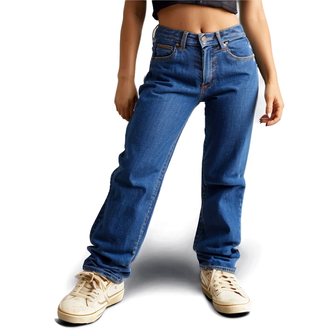 a young girl wearing jeans and sneakers