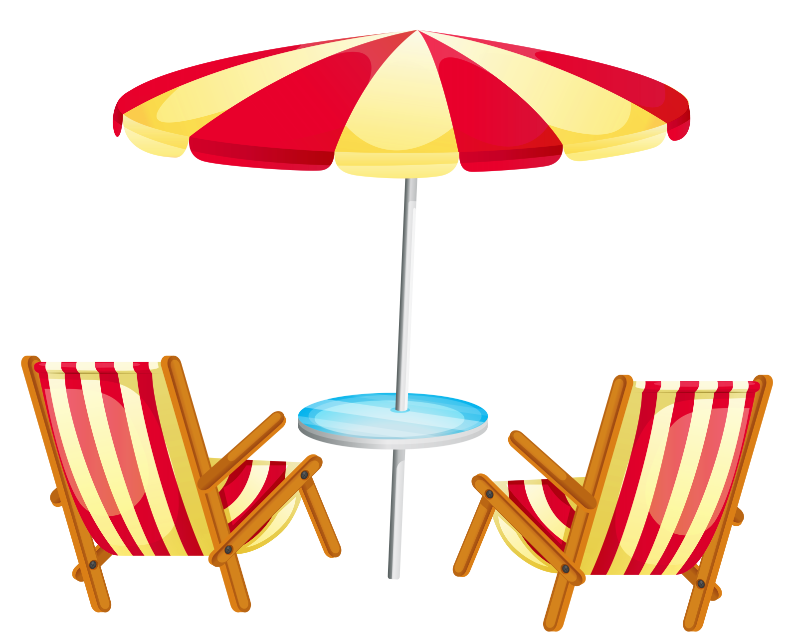 two beach chairs under an umbrella