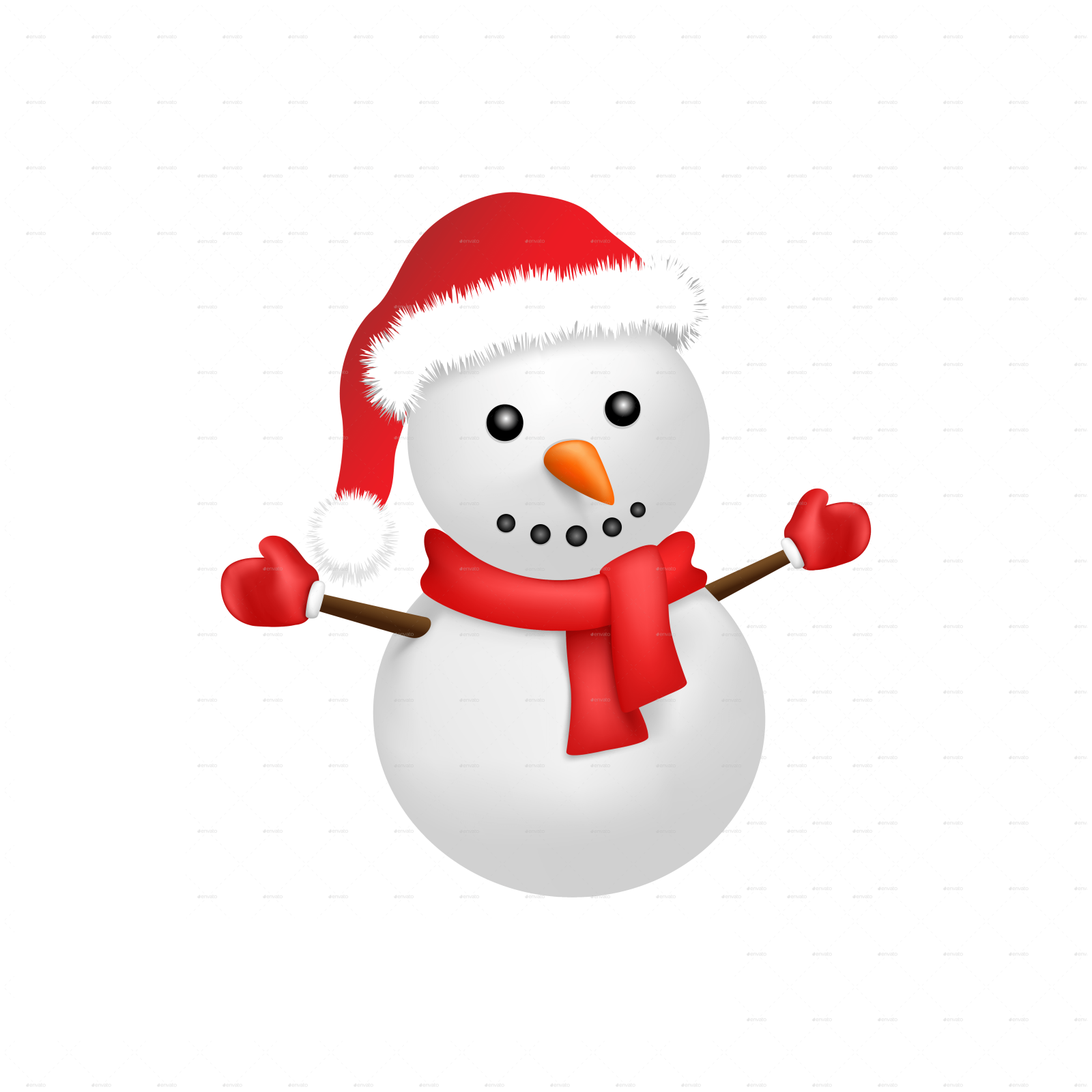 a snowman wearing a santa hat and scarf