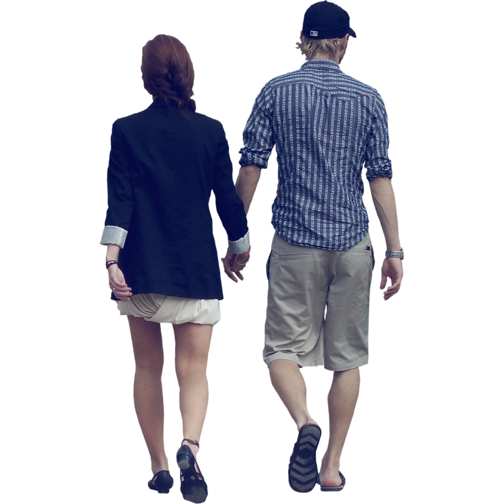 a man and woman walking together