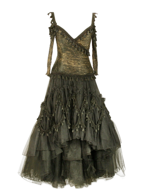 a black and gold dress on a white background